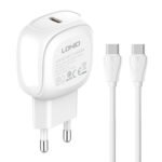 LDNIO φορτιστής τοίχου A1206C με καλώδιο USB-C, 1x USB-C, 27W PD, λευκός