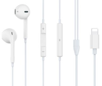 CELEBRAT earphones με μικρόφωνο G17, Lightning, Φ14mm, 1.2m, λευκά