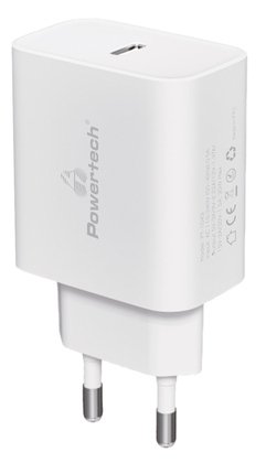 POWERTECH φορτιστής τοίχου PT-1043, USB-C, PD QC3.0, 30W, λευκός