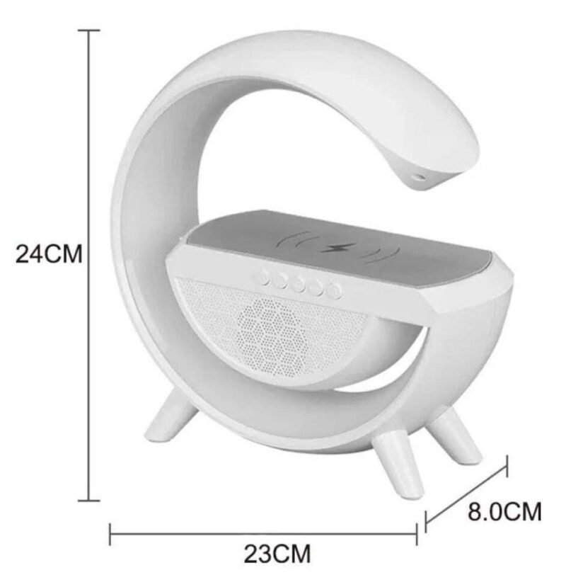 Ηχείο Bluetooth Επιτραπέζιο Ασύρματης Φόρτισης Διακοσμητικό Φωτιστικό LED σε Λευκό Χρώμα - Image 3
