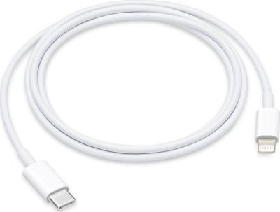 Apple Regular Cable USB-C male - Lightning Λευκό 1m (MM0A3ZM/A)