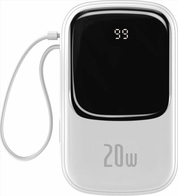 Baseus Qpow Pro PowerBank 20000mAh 20W USB-C & USB-A with Lightning Cable White (PPQD060202)