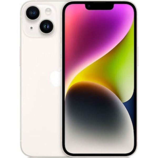 Apple iPhone 14 (6GB/128GB) Starlight Εκθεσιακό (1 Year Warranty) 90% + Battery (Protective Glass + Premium Silicone Case)