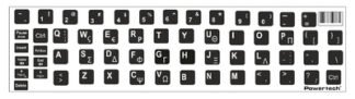 POWERTECH αυτοκόλλητα πληκτρολογίου PT-1419 με ελληνικούς & αγγλικούς χαρακτήρες, μαύρο