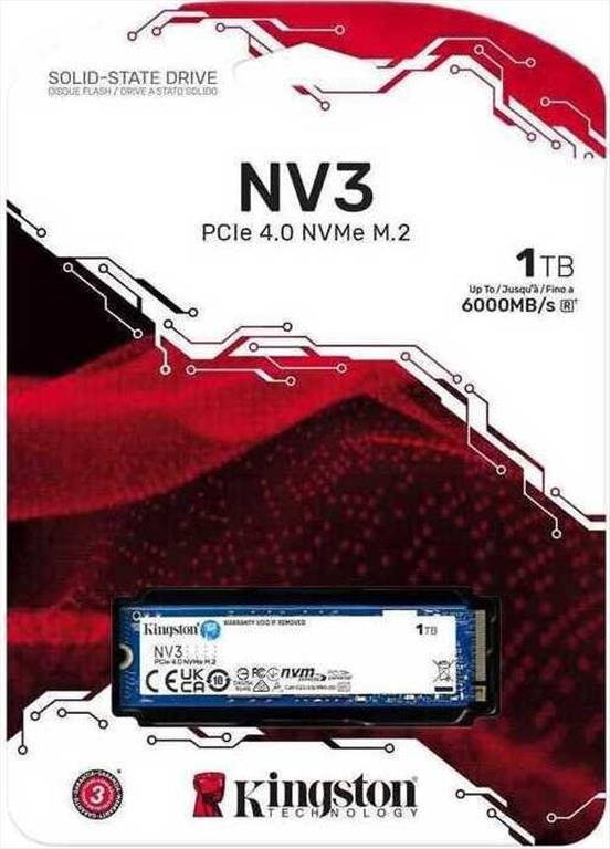 Kingston NV3 SSD 1TB M.2 NVMe PCI Express 4.0 (SNV3S/1000G)