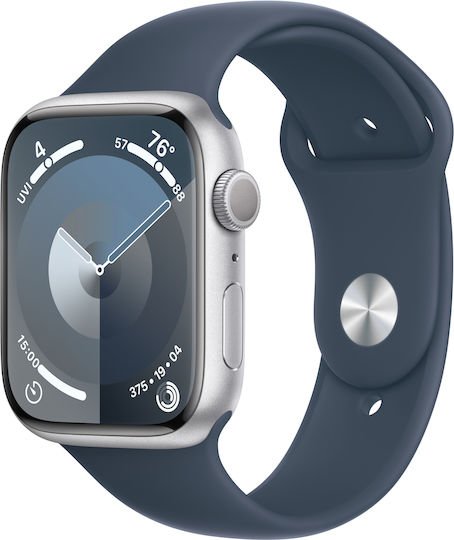 Apple Watch Series 9 Aluminium 45mm Silver with Storm Blue Sport Band Εκθεσιακό New Open Box (18/08/25)