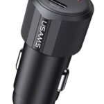 USAMS φορτιστής αυτοκινήτου CC283, USB & USB-C, 60W, μαύρος