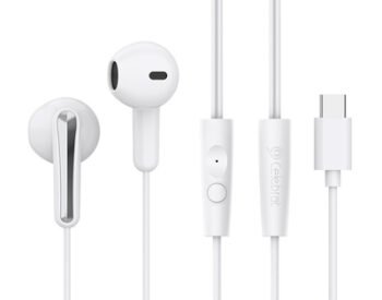 CELEBRAT earphones με μικρόφωνο G37, USB-C σύνδεση, 14.2mm, 1.2m, λευκά
