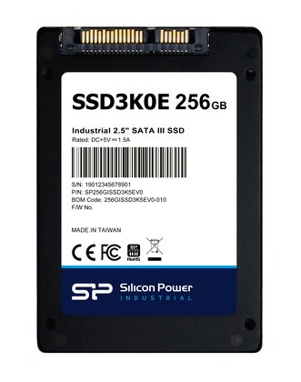 SILICON POWER industrial 2.5" SATA III SSD SSD3K0E, 256GB, 540/520MBps, 3D TLC, -20~75 °C