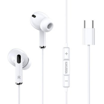 KAKUSIGA earphones με μικρόφωνο KSC-727, USB-C σύνδεση, 14.2mm, 1.2m, λευκά