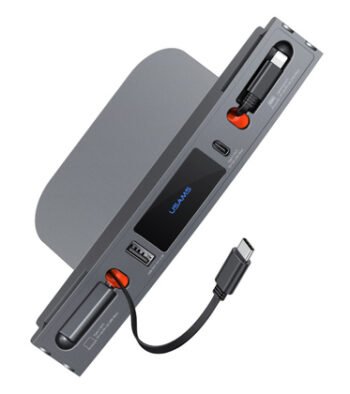 USAMS φορτιστής αυτοκινήτου US-SJ649 για Tesla(3/Y), με 2x καλώδια, USB/USB-C θύρες, 60W, γκρι