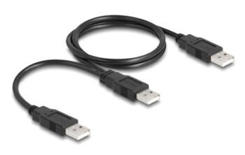 DELOCK καλώδιο USB σε 2x USB 80000, 480Mbps, 70cm, μαύρο