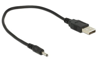 DELOCK καλώδιο USB σε DC 3.0 x 1.1mm 83793, 27cm, μαύρο