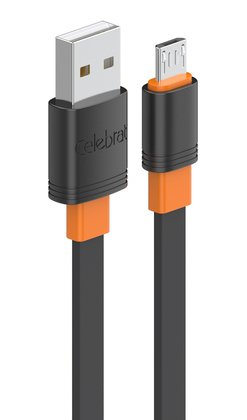 CELEBRAT καλώδιο micro USB σε USB CB-33M, flat, 2.1A, 1m, μαύρο