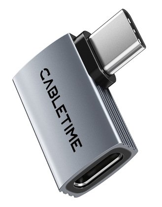 CABLETIME αντάπτορας USB-C CT-OTG41-AG, γωνιακός, USB4, 240W, 40Gbps, 8K, γκρι