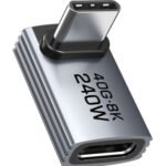 CABLETIME αντάπτορας USB-C CT-OTG42-AG, γωνιακός, USB4, 240W, 40Gbps, 8K, γκρι