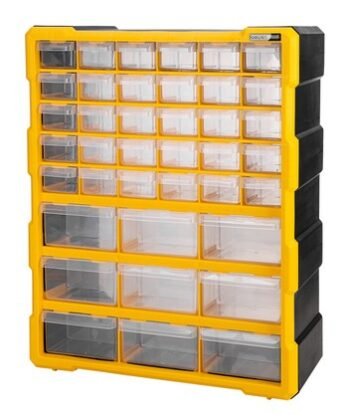 DELI ταμπακιέρα DL432039, 39 θέσεων, 38x16x47.5cm, πλαστική, κίτρινη/μαύρη