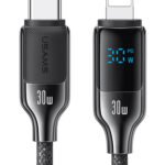 USAMS καλώδιο Lightning σε USB-C SJ741, 30W, 480Mbps, 1.2m, μαύρο