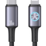 USAMS καλώδιο Lightning σε USB-C SJ753, 30W, 480Mbps, 1.2m, μαύρο