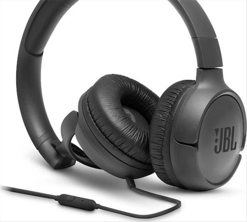 JBL Tune 500 OnEar Universal Headphones 1-button Mic/Rem Black (JBLT500BLK)