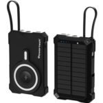POWERTECH ηλιακό power bank PT-1505 με καλώδιο & φακό, 10000mah, magnetic wireless, 35W, μαύρο