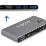 DELOCK DisplayPort KVM switch 18646 με 4x θύρες USB 5Gbps, 8K/30Hz, γκρι