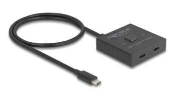 DELOCK USB-C switch 18911, 2 σε 1 bidirectional, 10Gbps, 8K, 100W, μαύρο