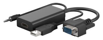 GOOBAY αντάπτορας VGA σε HDMI 61259, 3.5mm Jack, 1080p/60Hz, μαύρος