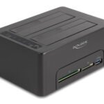DELOCK docking station για 2.5" ή 3.5" SATA HDD/SSD 64183, 2 θέσεων, με card reader, 5Gbps, clone function, μαύρο