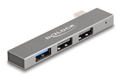 DELOCK USB hub 64274, 3x θυρών, 10Gbps, USB-C σύνδεση, γκρι