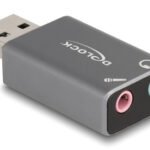 DELOCK εξωτερική κάρτα ήχου 66633, 2x 3.5mm, USB σύνδεση, γκρι
