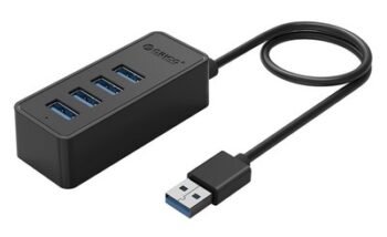 ORICO USB hub W5P-U3, 4x θύρες USB 3.0 5Gbps, USB σύνδεση, 1m καλώδιο, μαύρο