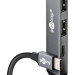 GOOBAY USB hub 74459, 4x θυρών, USB 3.2, 5Gbps, USB-C σύνδεση, γκρι