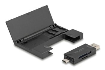 DELOCK card reader 91014 για SD & micro SD, με θήκη, USB/USB-C, 5Gbps, μαύρο