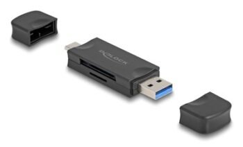 DELOCK card reader 91020 για SD & micro SD, USB/USB-C σύνδεση, 5Gbps, μαύρο