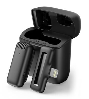 APEXEL ασύρματο μικρόφωνο APL-MIC013 με θήκη φόρτισης, Lightning, 2.4GHz, μαύρο