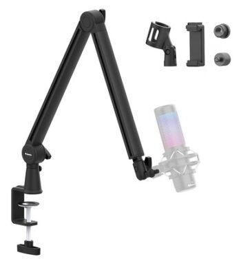 PRIZMORA βάση γραφείου για μικρόφωνο/smartphone AS26 με βραχίονα 2 σημείων, μαύρη