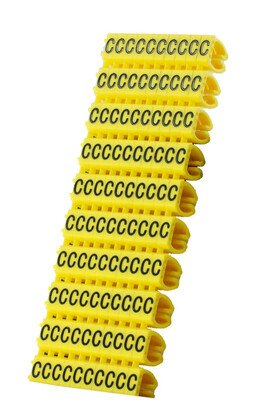 POWERTECH Clip αρίθμησης καλωδίου γράμμα C, Yellow, 10τεμ.