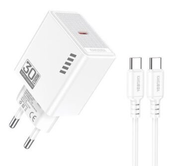 KAKUSIGA φορτιστής τοίχου KSC-1242 με καλώδιο USB-C, USB-C, 30W, λευκός