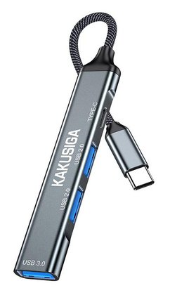 KAKUSIGA USB hub KSC-1417, 4x θυρών, USB 3.0, 5Gbps, USB-C σύνδεση, γκρι