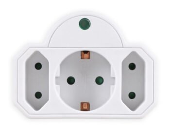 POWERTECH αντάπτορας ρεύματος PT-816 με προστασία υπέρτασης, 1x schuko, 2x euro, 16A, λευκός