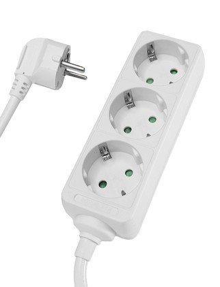 POWERTECH πολύπριζο PT-868, 3x schuko, 16A, 1.5m, λευκό