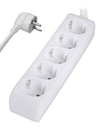 POWERTECH πολύπριζο PT-869, 5x schuko, 16A, 1.5m, λευκό