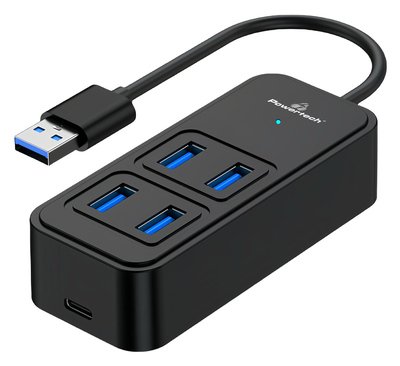 POWERTECH USB 3.2 hub PTR-0153, 4x θυρών, 5Gbps, USB σύνδεση, μαύρο