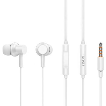 YISON earphones με μικρόφωνο X2, 3.5mm σύνδεση, Φ10mm, 1.36m, λευκά