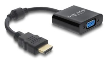DELOCK αντάπτορας HDMI σε VGA 61077, 1080p, μαύρος