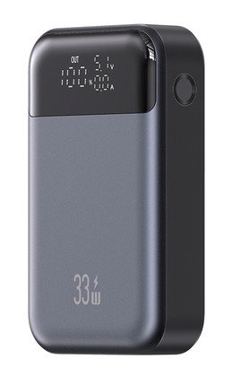 USAMS power bank CD221 με οθόνη, 2x θύρες εξόδου, 10000mAh, PPS 33W, γκρι