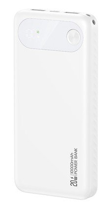 USAMS power bank CD249 με οθόνη, 3x θύρες εξόδου, 10000mAh, PD20W, λευκό