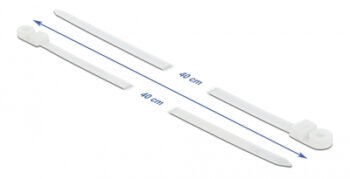 DELOCK Δεματικά καλωδίων 18948 με οπή στερέωσης, 400x7.6mm, λευκά, 10τμχ