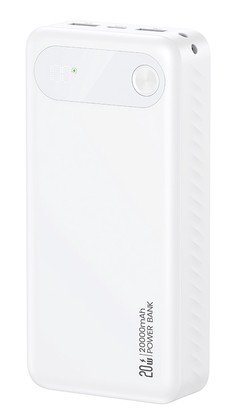 USAMS power bank CD251 με οθόνη, 3x θύρες εξόδου, 20000mAh, PD20W, λευκό